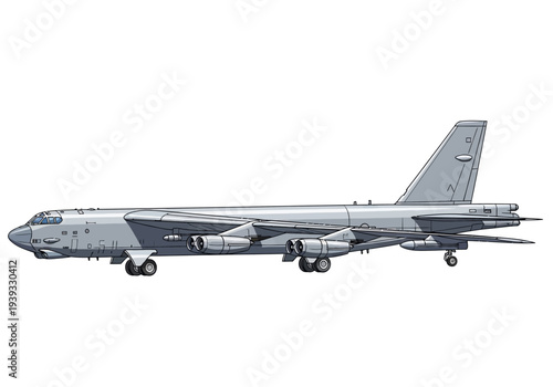 Large Military Gray Bomber Aircraft Plane.