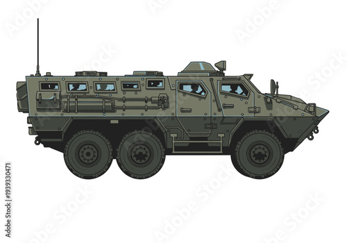 Military Armored Personnel Carrier Vehicle.