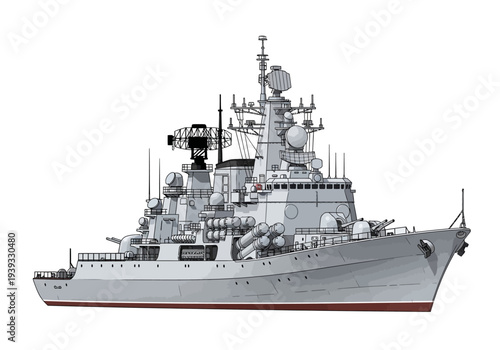 Large Modern Warship Naval Vessel.