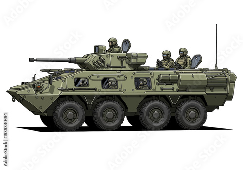 Military Armored Personnel Carrier Vehicle.