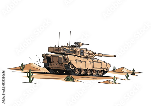 Military Tank Desert Combat Vehicle.