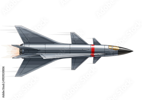 Modern Military Missile in Flight.