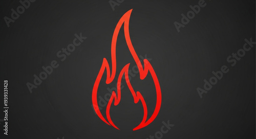 Stylized Red Flame Icon on Dark Background.