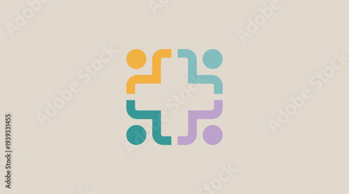 This healthcare logo illustrates collaboration and care with its inclusive design, representing a community-focused approach to health and wellness within a professional framework.