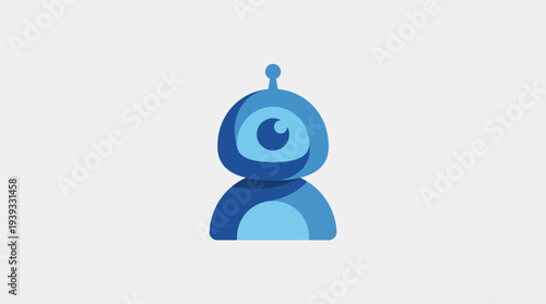 This icon features a cute blue robot with a single eye, perfect for representing technology, innovation, and modern solutions in a visually appealing manner.