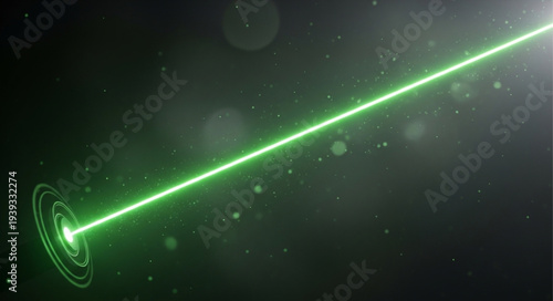 Bright Green Laser Beam Emitting From Futuristic Device.