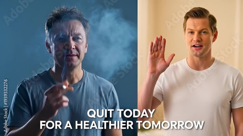 A Man Quitting Smoking For A Healthier Future - Stop Smoking Campaign