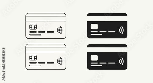 Credit Card Icon – Bank Payment Card Vector Illustration