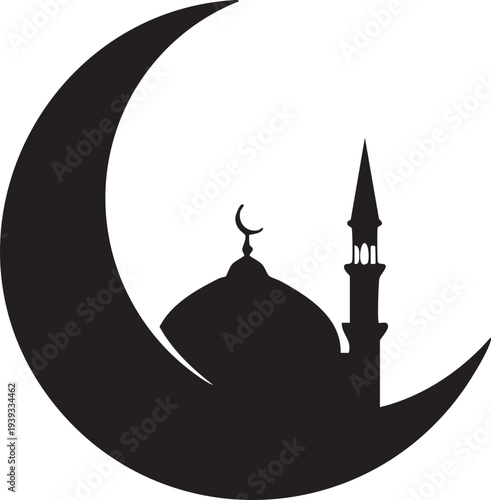 Blue silhouette of a mosque dome and minaret tower against the sky representing traditional Ottoman architecture and religious culture in Istanbul, Turkey