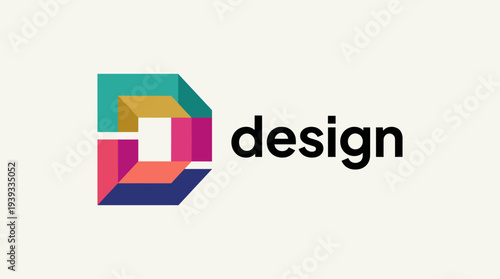 This image showcases an inventive logo design featuring a bold 'D' composed of colorful blocks, representing creativity, structure, and modern branding in a unique manner.