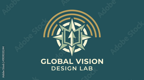 This image features a logo for Global Vision Design Lab, highlighted by a compass symbol and diverse colors, embodying direction, innovation, and global perspectives in design.