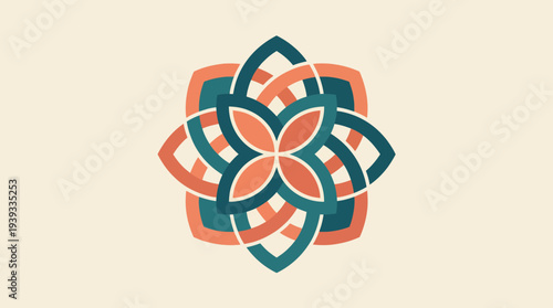 This vibrant and intricate floral pattern combines modern geometric shapes with a blend of pastel colors, perfect for design projects or artistic applications.