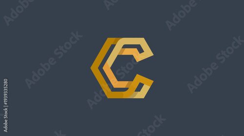 This abstract design features a golden letter 'C', showcasing creativity and elegance, ideal for brands looking to convey sophistication and style in their identity.
