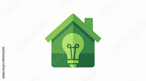 This logo creatively merges a house silhouette with a light bulb, symbolizing sustainable living, innovative energy solutions, and the bright future of eco-friendly homes.