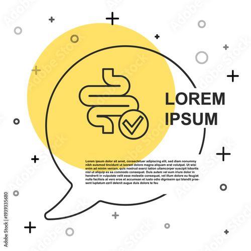 Black line Intestines icon isolated on isolated on white background. Human body internal organs. Random dynamic shapes. Vector