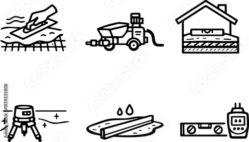 Construction tools building repair icons. Vector