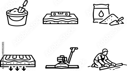 Construction tools building repair icons