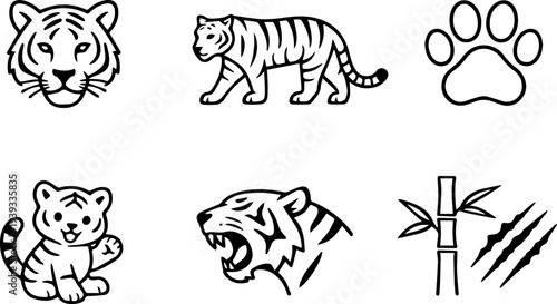 Tiger wildlife jungle animal icons