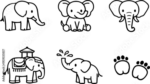 Elephant wildlife safari animal icons
