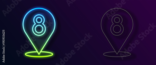 Glowing neon line 8 March icon isolated on black background. International Happy Women Day. Vector