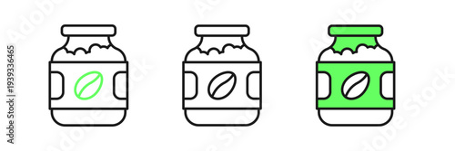 Set line Coffee jar bottle icon isolated on white background. Vector