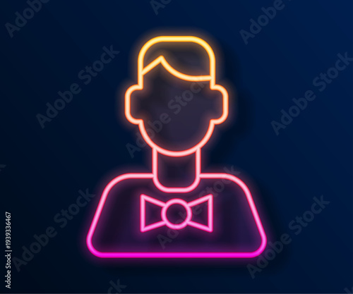 Glowing neon line Casino dealer icon isolated on black background. Casino croupier. Vector