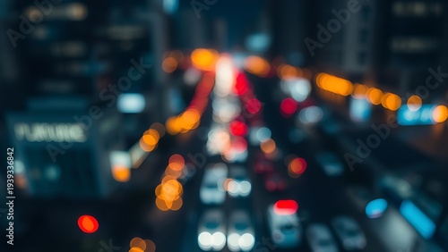 electic. Abstract urban nightscape with glowing city lights and bokeh, blending cool tones and warm highlights. travel magazines.