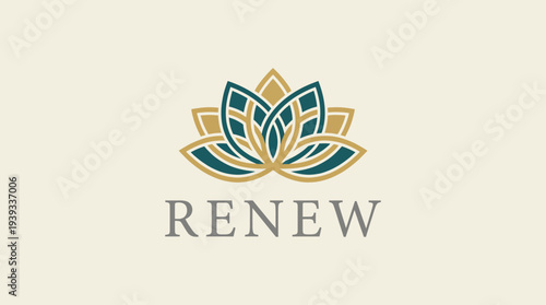 Featuring a beautifully detailed lotus logo in rich colors, this image symbolizes renewal and growth, created to evoke feelings of tranquility, elegance, and harmony in design.