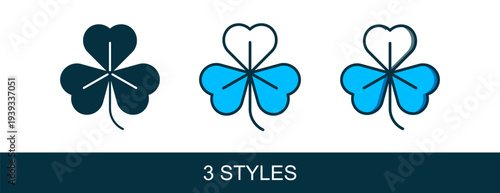 Filled outline Clover icon isolated on white background. Happy Saint Patrick day. Vector