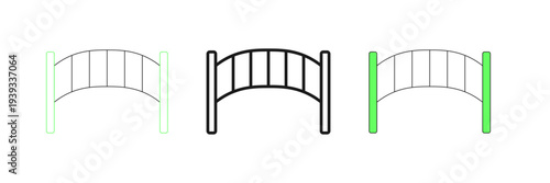 Set line Playground kids bridge icon isolated on white background. Vector
