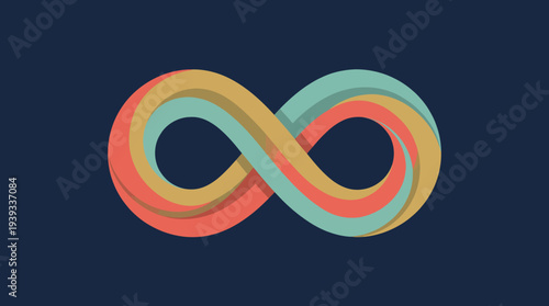 This vibrant infinity loop image illustrates continuous flow and boundlessness, symbolizing limitless potential and connections in a creative and colorful artistic style.