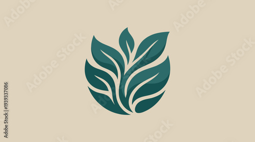 This image presents a graceful leaf design symbolizing growth, nature, and organic beauty, using a muted color palette to express serenity and peacefulness.