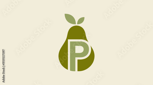 This image presents an elegant pear logo design, incorporating a clean and simplistic approach, ideal for organic products, health brands, or natural food companies.