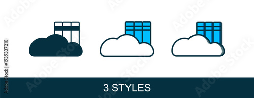 Filled outline Cloud or online library icon isolated on white background. Internet education or distance training. Vector