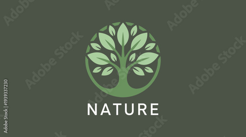 An intricate logo design featuring a stylized tree with leafy branches, symbolizing growth, sustainability, and the natural world in a modern and minimalistic style.