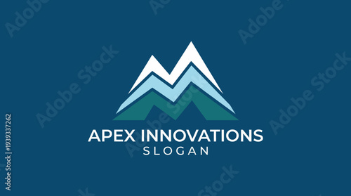 This logo design incorporates dynamic mountain peaks, symbolizing innovation and excellence, perfect for companies focused on growth and reaching new heights.