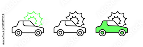 Set line Car insurance icon isolated on white background. Insurance concept. Security, safety, protection, protect concept. Vector