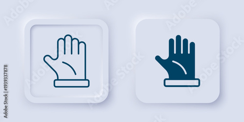Filled and outline Beekeeper glove icon isolated on grey background. Square button. Vector