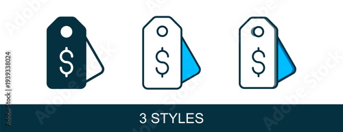 Filled outline Price tag with dollar icon isolated on white background. Badge for price. Sale with dollar symbol. Promo tag discount. Vector