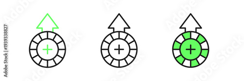 Set line Casino chips icon isolated on white background. Casino gambling. Vector