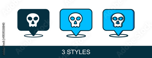 Filled outline Skull icon isolated on white background. Happy Halloween party. Vector