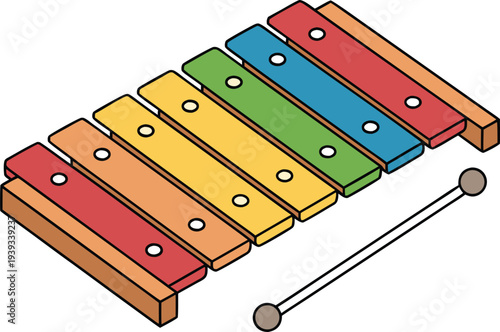 Colorful Xylophone Musical Instrument Concept. Xylophone Music Learning Instrument. Kids Xylophone Music Education Theme. Wooden Xylophone Musical Instrument Concept. Xylophone Music Classroom