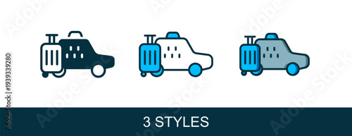 Filled outline Taxi car icon isolated on white background. Vector