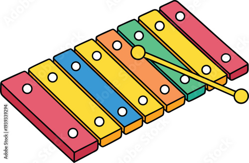 Colorful Xylophone Musical Instrument Concept. Xylophone Music Learning Instrument. Kids Xylophone Music Education Theme. Wooden Xylophone Musical Instrument Concept. Xylophone Music Classroom