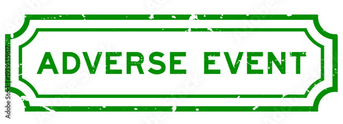 Photos Grunge green adverse event word rubber seal stamp on white background