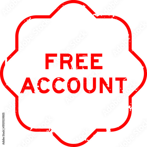 Grunge red free account word rubber seal stamp on white background