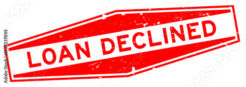 Grunge red loan declined word hexagon rubber seal stamp on white background