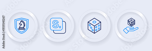 Set line Game dice, Bingo and Chess icon. Vector
