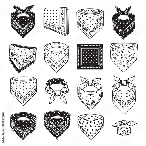 Bandanas Collection Vector Set Pattern Textile Accessories Decorative Fashion Elements