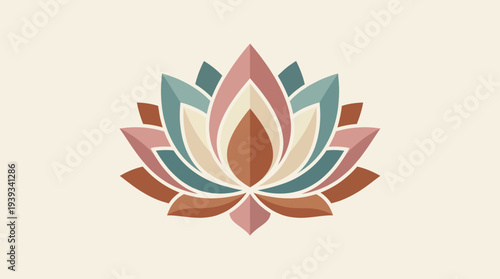 This image features a stunning lotus flower design with vibrant pastel colors, symbolizing beauty, tranquility, and spiritual awakening in an abstract form.